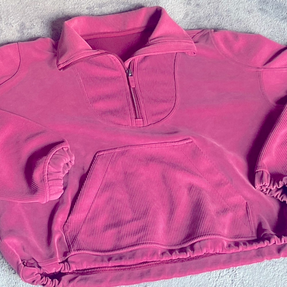 Pink Lululemon Quarter-Zip Women's pullover CROP TOP PULLOVER
